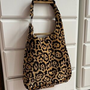 TOPSHOP Velvet Leopard Print Women's Hobo Shoulder Bag